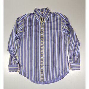 Robert Graham Button Up Shirt Mens Medium Long Sleeve Purple‎ Stripe 100% Cotton
